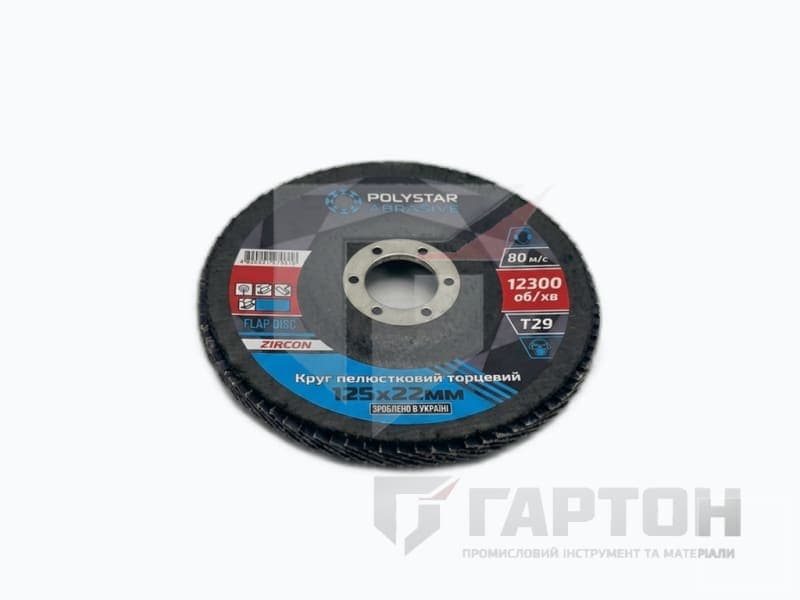 Фото Круг пелюстковий шліфувальний 125 мм Р-40 Т29 ZIRCON POLISTAR №1